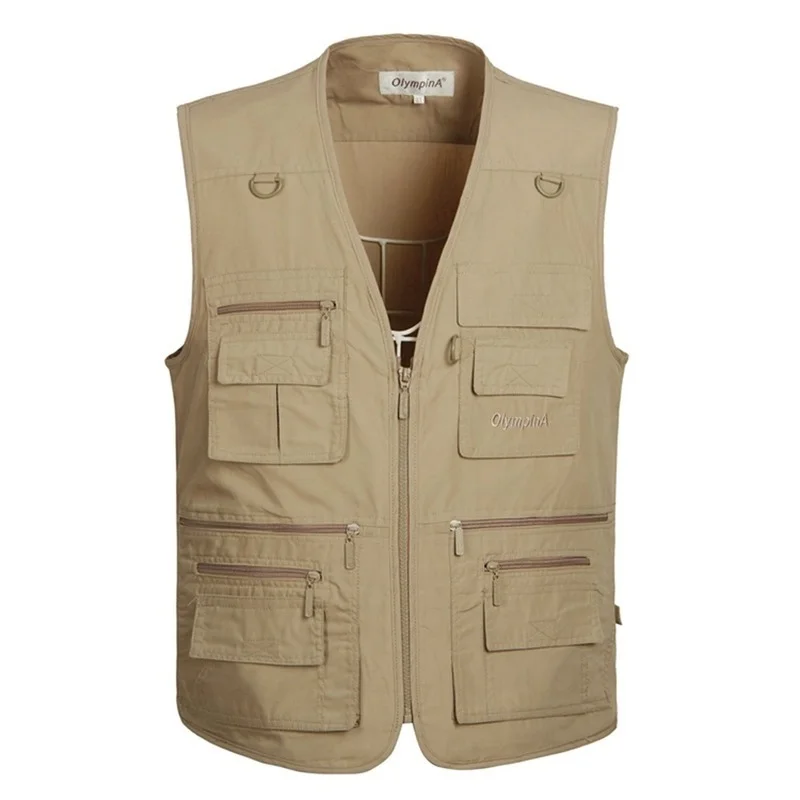 Large Size Quick-Drying Work Vest Mens Fishing Camping Sleeveless Jacket Outdoor Male Waistcoats with Many Multi Pocket