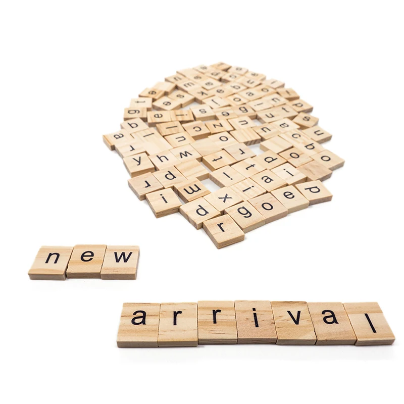 100pcs/lot Hot Kids DIY Wooden Alphabet Crafts Educational Scrabble Letters Craft Jigsaw Puzzles Educational Toys For Children