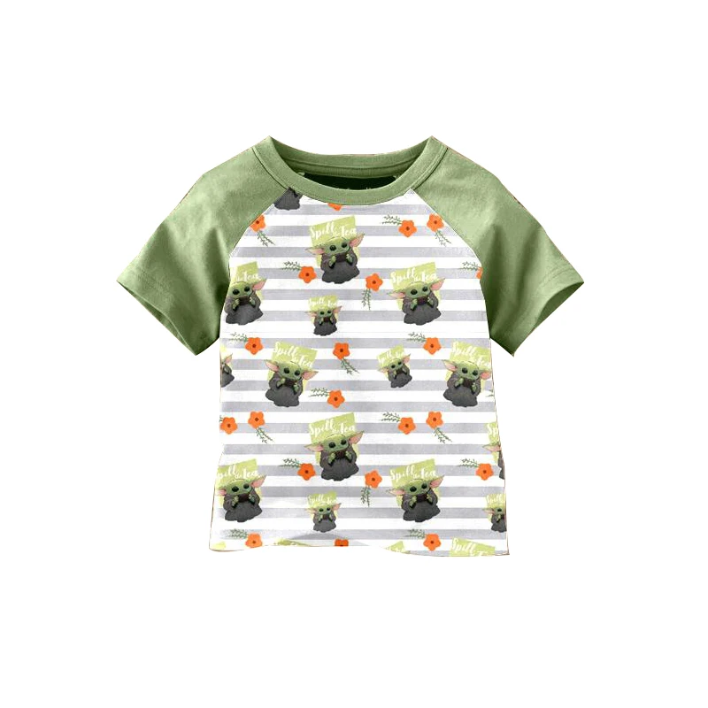 Летняя Детская рубашка для мальчиков реглан принт с животными серые рубашки в