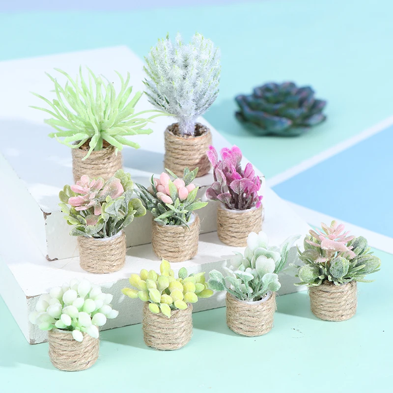 112 doll house miniature flowers fairy garden ornament mini potted plant flowers pot dollhouse decor bonsai model house decor free global shipping
