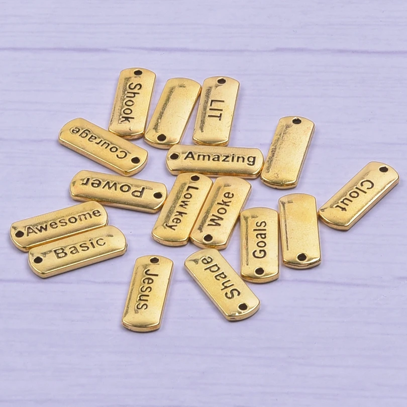 

Mixed Letters Charms For Jewelry Making Bulk Amazing Courage Fire Pendant Charm 16pcs/Lot Word Tags DIY Keychain Material