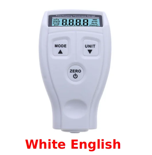 White English GM200 толщиномер для нанесения покрытия, измеритель толщины, измеритель толщины лаковой пленки для черных металлов, измеритель толщины краски для автомобиля - Цвет: White English