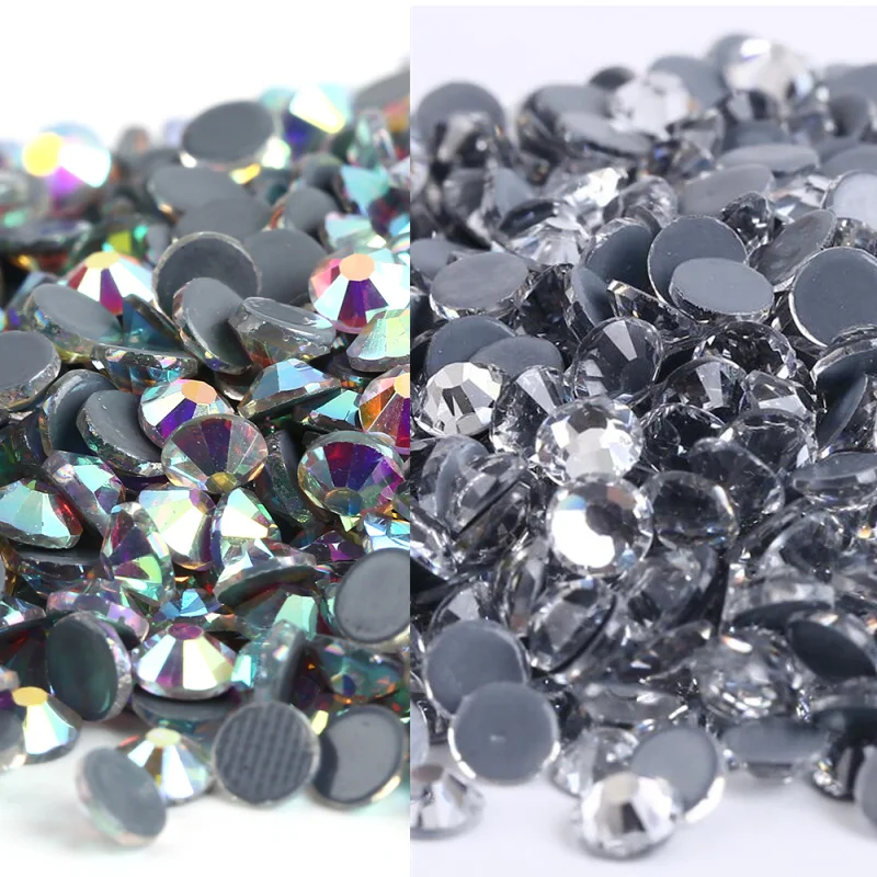 All Size Top Quality Crystal AB/Clear Super Bright Hot fix Rhinestones Glass Strass Iron On stone For Fabric garment