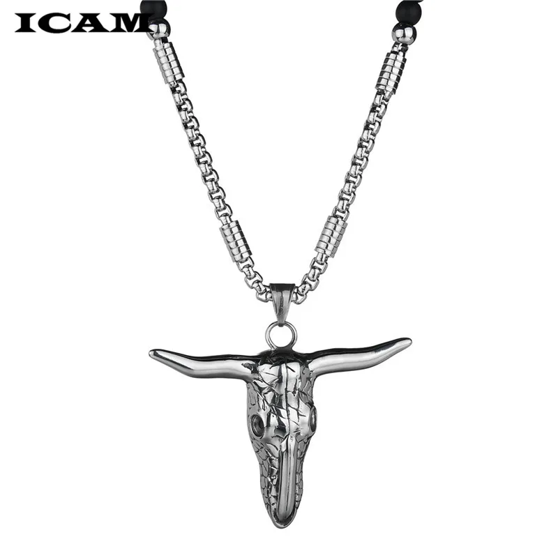 ICAM ожерелье из нержавеющей стали регалрок тотемный Bison La Brea Tar Yes буйвол голова