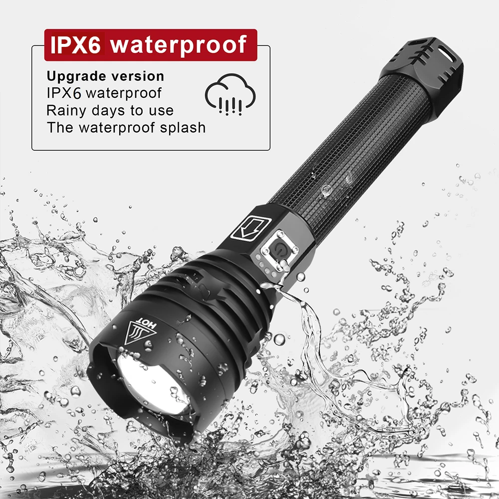 

Drop Shipping Most Powerful Tactical Flashlight LED Torch Light XHP90 USB Rechargeable Flashlight 18650 XHP70 Waterproof Lantern