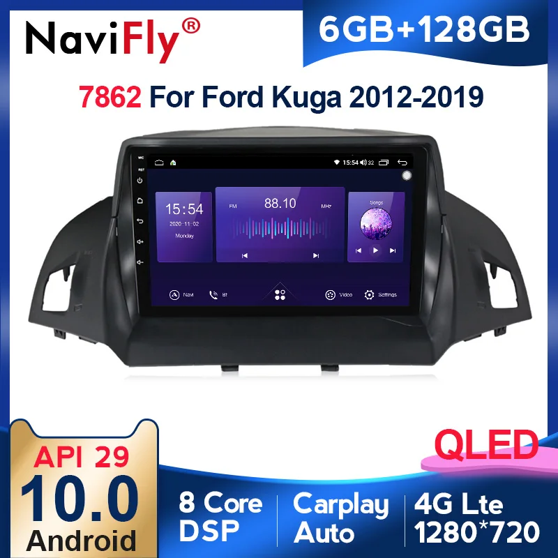 Kaufen 4GLTE 8core 6G 128G Android10 Für Ford Kuga 2 Escape 3 2012 - 2019 Auto Gps Navigation Radio Player 1280*720QLED BT 5,0 Carplay