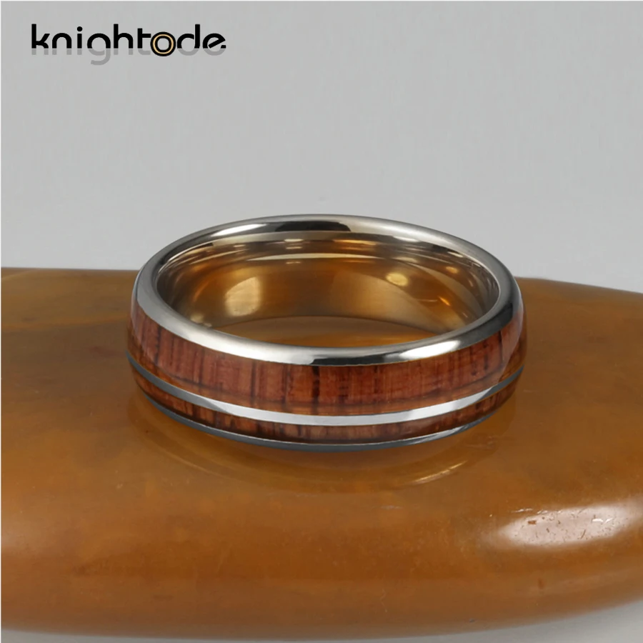 8 мм Серебристый Вольфрам обручальное кольцо 2 канавки розового дерева с