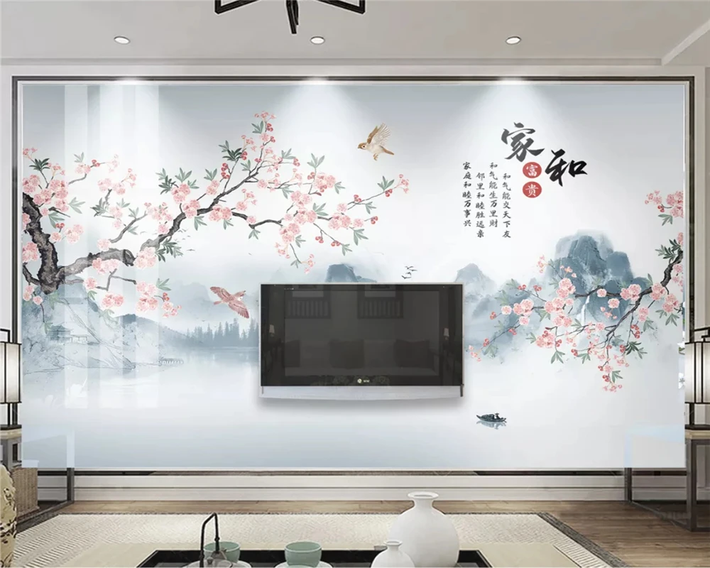 Модные обои beibehang на заказ современные новые китайские ручная роспись слива