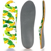 wear resistant breathable non slip shock absorbing arch support insole with creative banana green leaf pattern