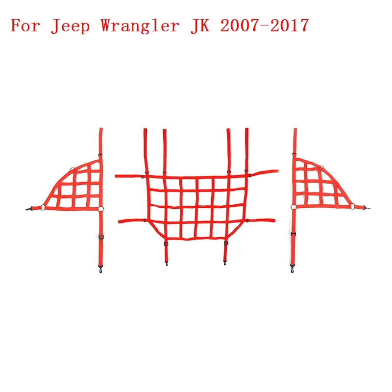 SHINEKA для Jeep Wrangler JK JL 2007- Автомобильный багажник Багажник на крыше грузовая корзина Trail Net для Wrangler JK JL аксессуары - Цвет: red 3 pcs JK
