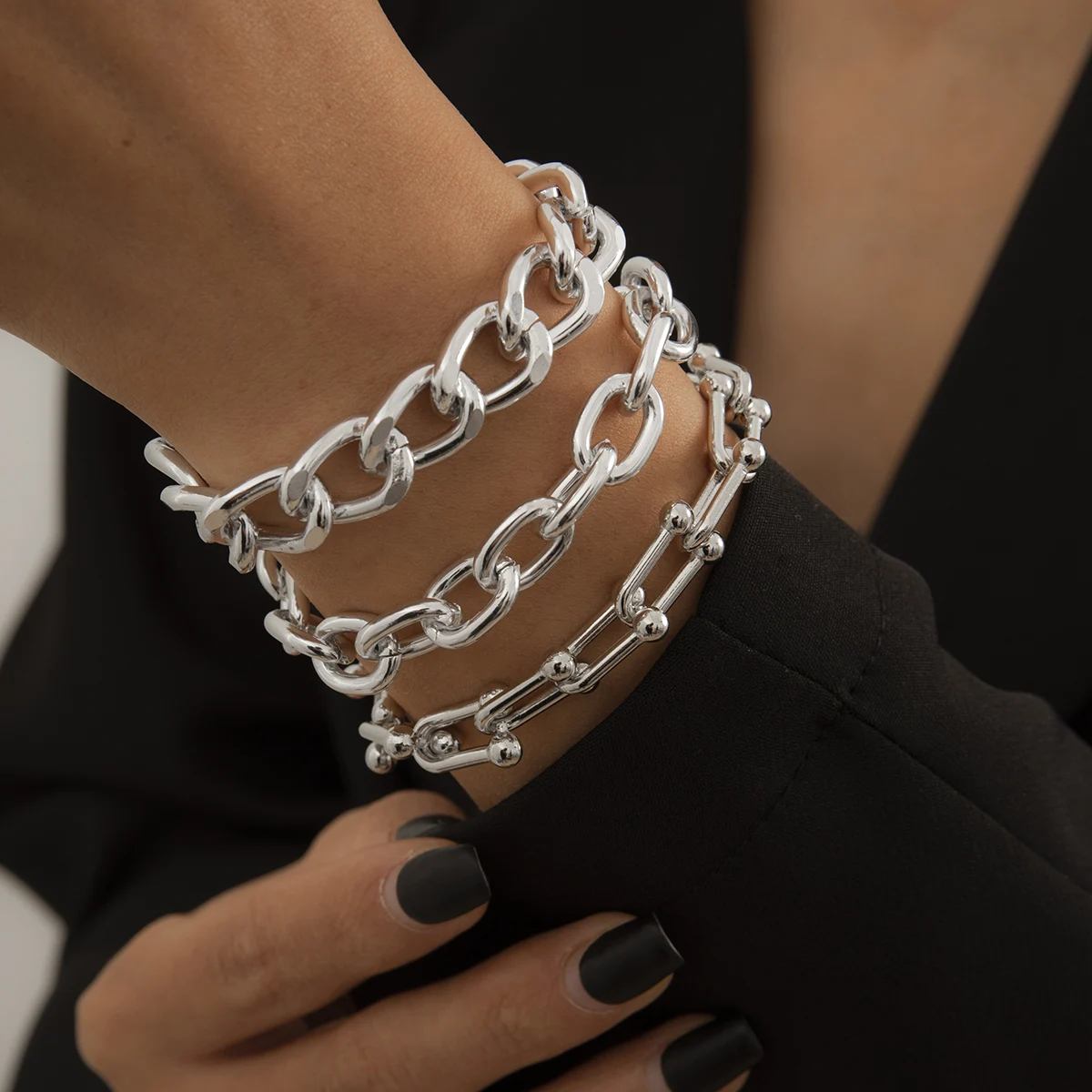 

Новые готические U-образные браслеты, очаровательные толстые панцирные браслеты на запястье, браслеты для женщин и мужчин, ювелирные издели...