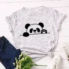 Летняя футболка для девочек размера плюс 5XL хлопок с милой пандой животных печати женский короткий рукав свободные футболки повседневные Графические футболки