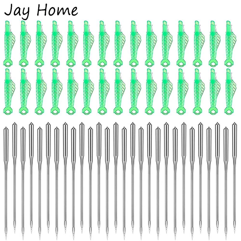 

30Pcs Fish Type Needle Threader Wire Loop DIY Simple Needle Threading Tools with Sewing Machine Needles for Embroidery Stitching