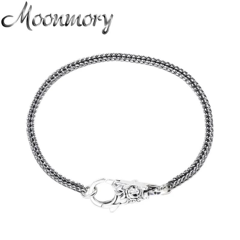 

Браслет Moonmory в винтажном стиле унисекс, серебро 925 пробы, серый цвет, популярная в Европе пряжка с цветами, Классические неподвластные украш...