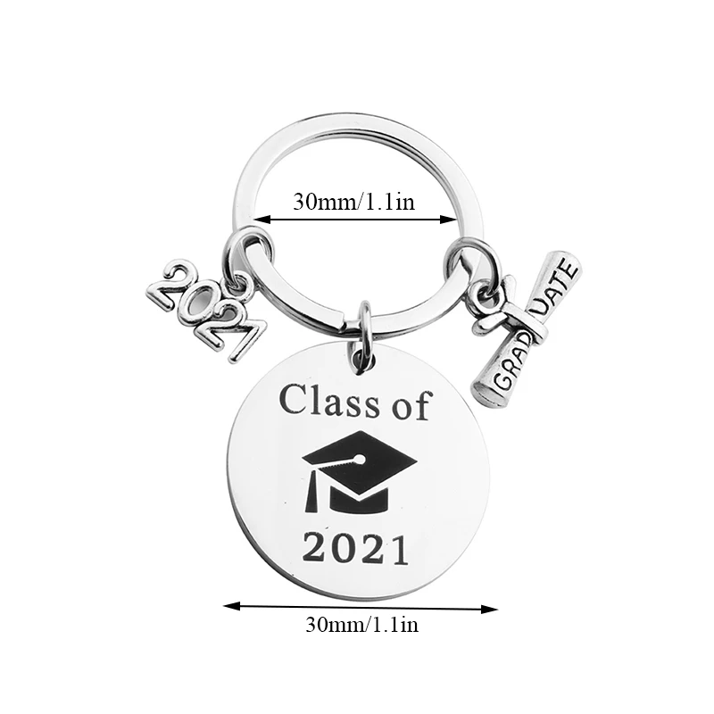 

Creative Letter Key Ring Jewelry Fashion Simple Bag Pendant Round Key Holder Graduation Gift Graduation Class Of 2021