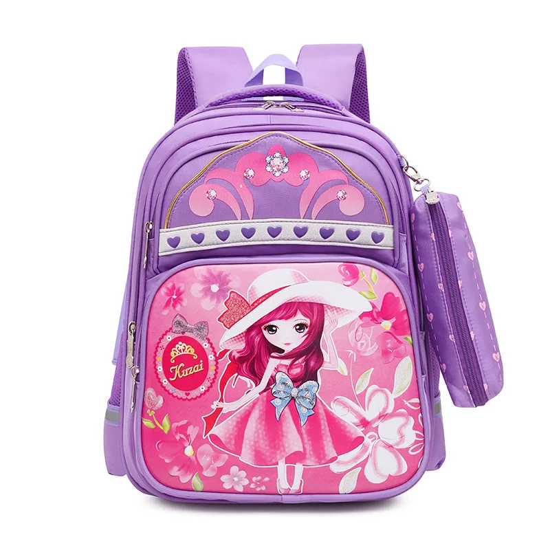 for cartoon princess school backpack Cute girls Orthopedic children school bag with pencil case Waterproof backpacks mochila