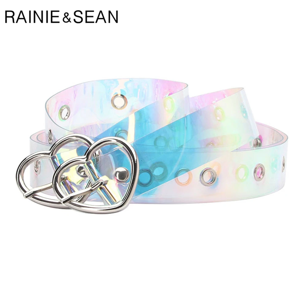 Женский прозрачный ремень RAINIE SEAN пластиковый с сердечком аксессуар для