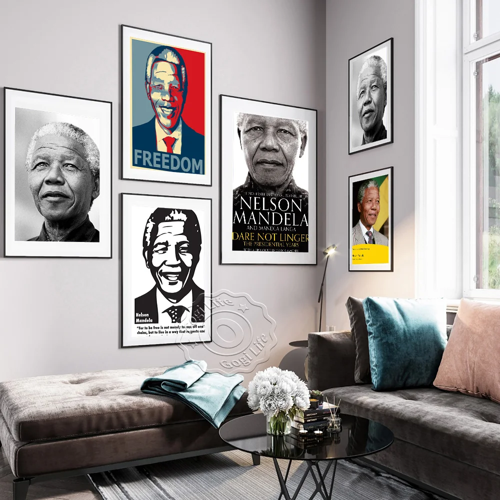 

First Puller South Africa President Nelson Mandela Poster, Leader Vintage Art Portrait Canvas Painting, Home Decor Wall Picture