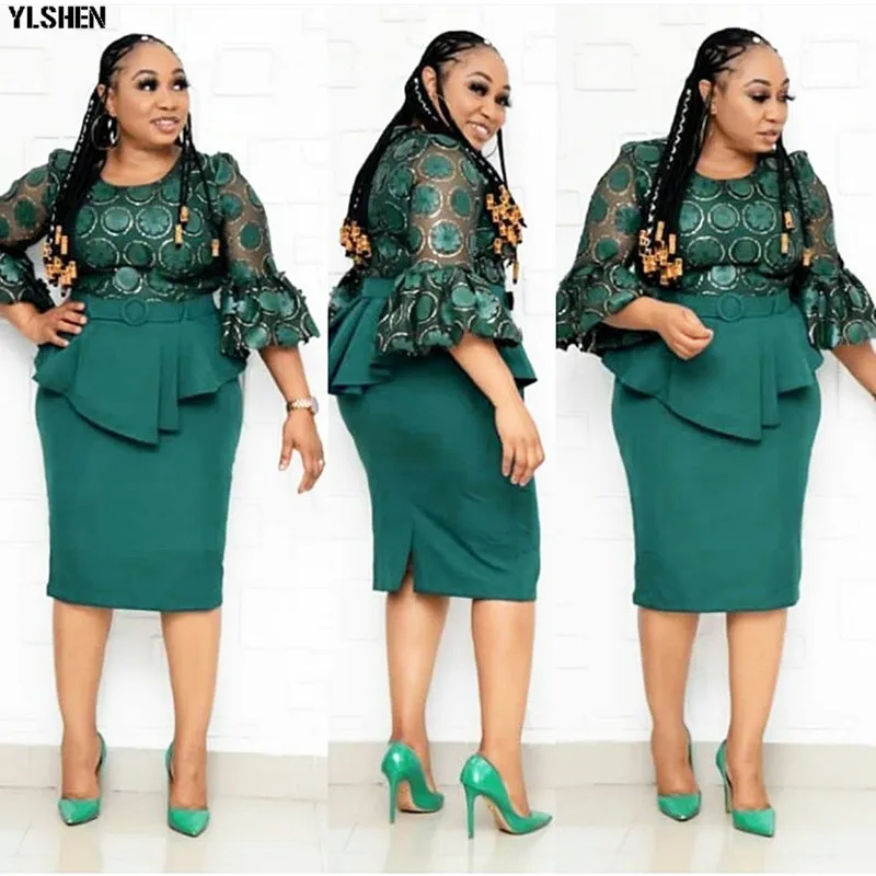 Африканские платья для женщин Дашики Топы + юбка комплект из 2 предметов платье в