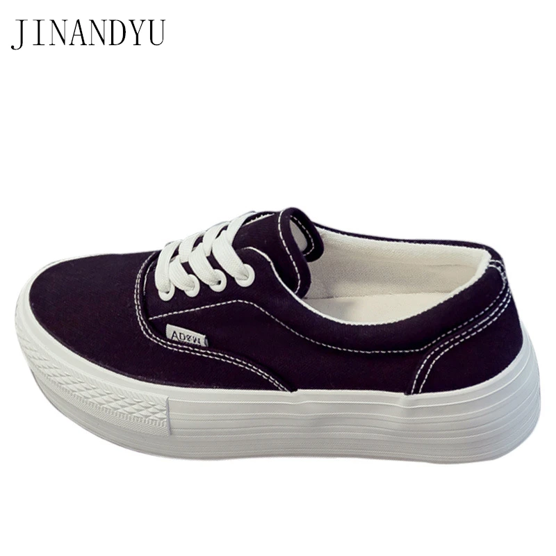 

Platform Heels Canvas Shoes Women Summer Sneaker Lace Up Ladies Walking Trainers Woman Black White Shoes Sport Women Sneakers