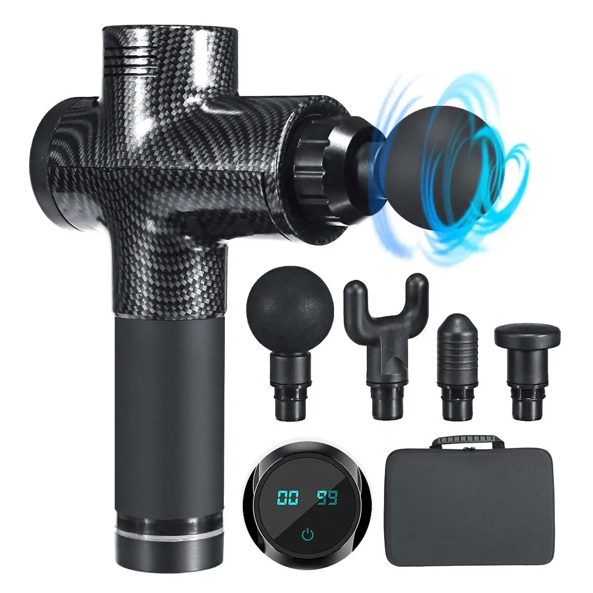 

8000r/min Massage Gun Deep Tissue Percussion Muscle Massager For Pain Relief 20 Gears LCD Touch Display Fascia Gun Massager