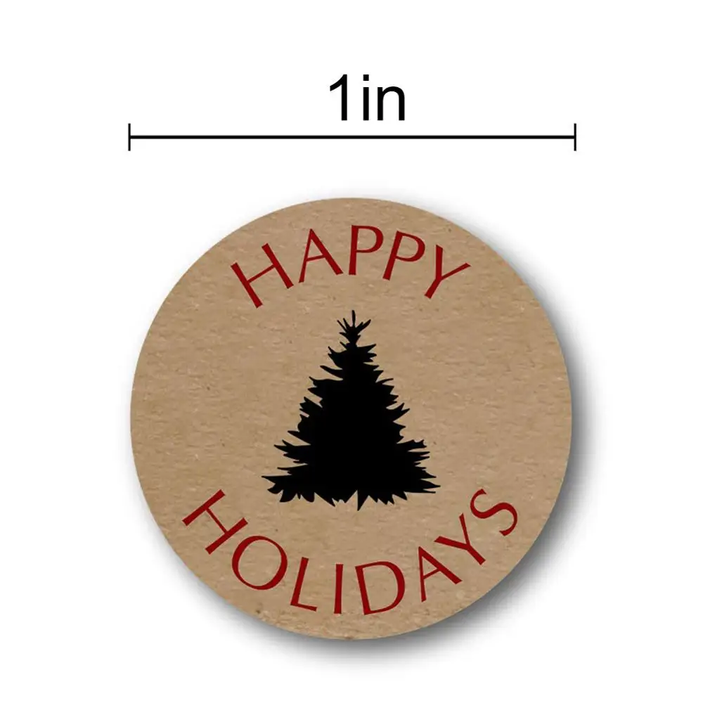 500Pcs Christmas Stickers Happy Holidays with Single Black Tree Sticke for Gift Packaging Baking Labels | Дом и сад
