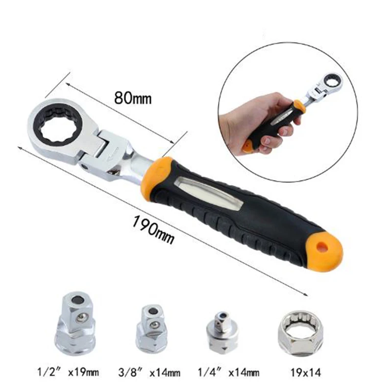 Chrome Vanadium Steel 5pcs Ratchet Wrench 1/4 3/8 1/2in Adjustable Socket Adapter Set Auto Repair Tool | Автомобили и мотоциклы