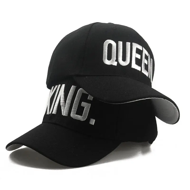 

Popular Spring and Summer Couples King Queen Letter Embroidered Baseball Cap Fashion King Queen Cotton Cap