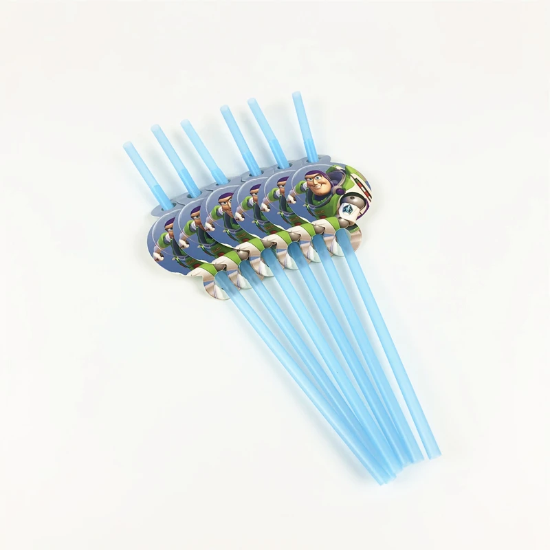6 шт История игрушек Тема гибкие пластиковые питьевые соломки день рождения