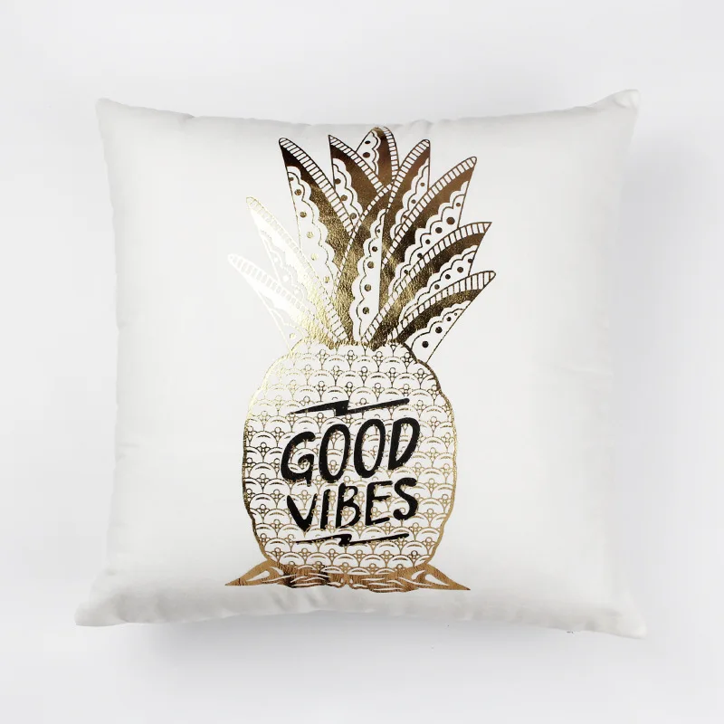 

New Gold English Alphabet Print Hot Stamping Cushion Cover Polyester Fabric Pillowcase Sofa Couch Chair Decorative Pillows Cover