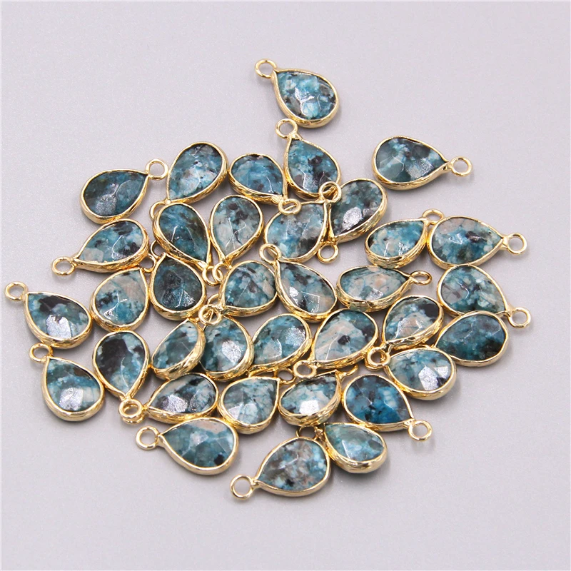 

3pcs/lot Natural blue K2 Jaspe stone charm pendant Water drop loose pendant charm for jewelry making bracelet necklace handmade