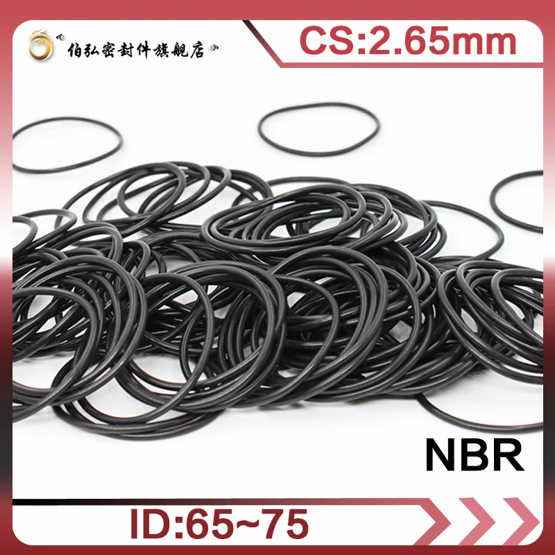 

Nitrile Rubber O-Ring 10PCS/lot Black NBR Sealing CS2.65mm ID65/67/69/71/73/75mm O-Ring Seal Gasket Ring