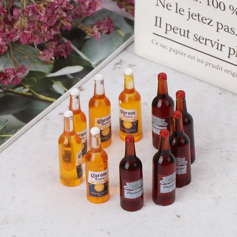 

10Pcs Simulation Wine Bottle Drink Model Toys Mini Dollhouse Miniature Accessories Resin Bottle