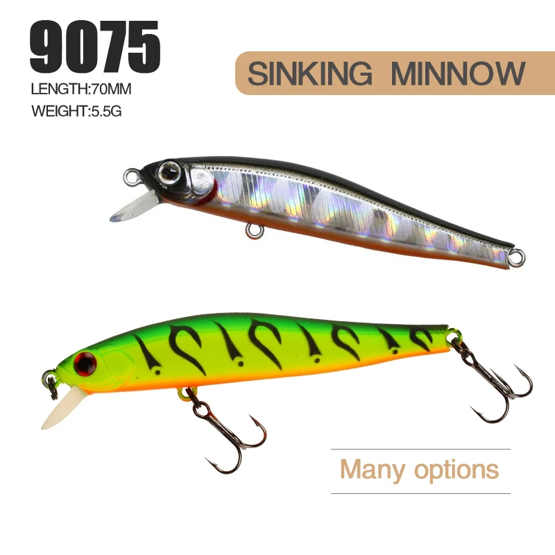 

Fangbait fishing lures 2021 Rigge 70S Minnow Silent Fishing Lure 70mm 5.5g Wobbler Slow Sinking Bass Pike Trout Artificial Bait