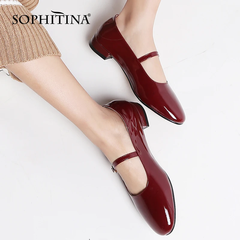 

SOPHITINA Mary Jane Sweet Beauty Shoes Round Toe Cute TPR Buckle Shoes Solid Red Spring Autumn All-match Casual Women Flats AO69