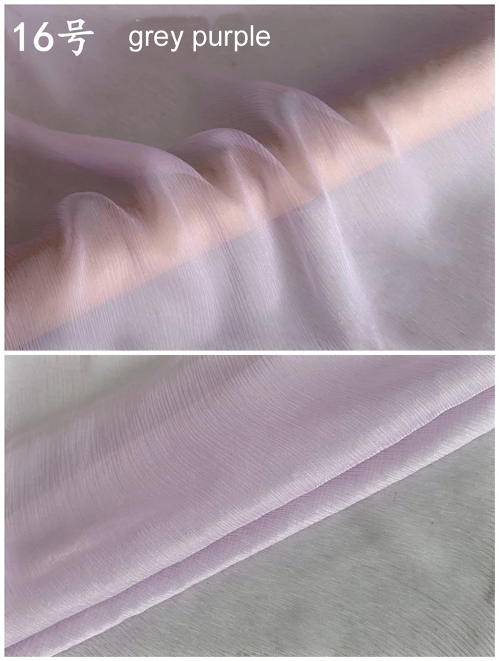 16 grey purple Гладкокрашеный чистый шелк тутового шелкопряда шарф текстиль Crinkled шелк шифон ткани-креп - Цвет: 16 grey purple