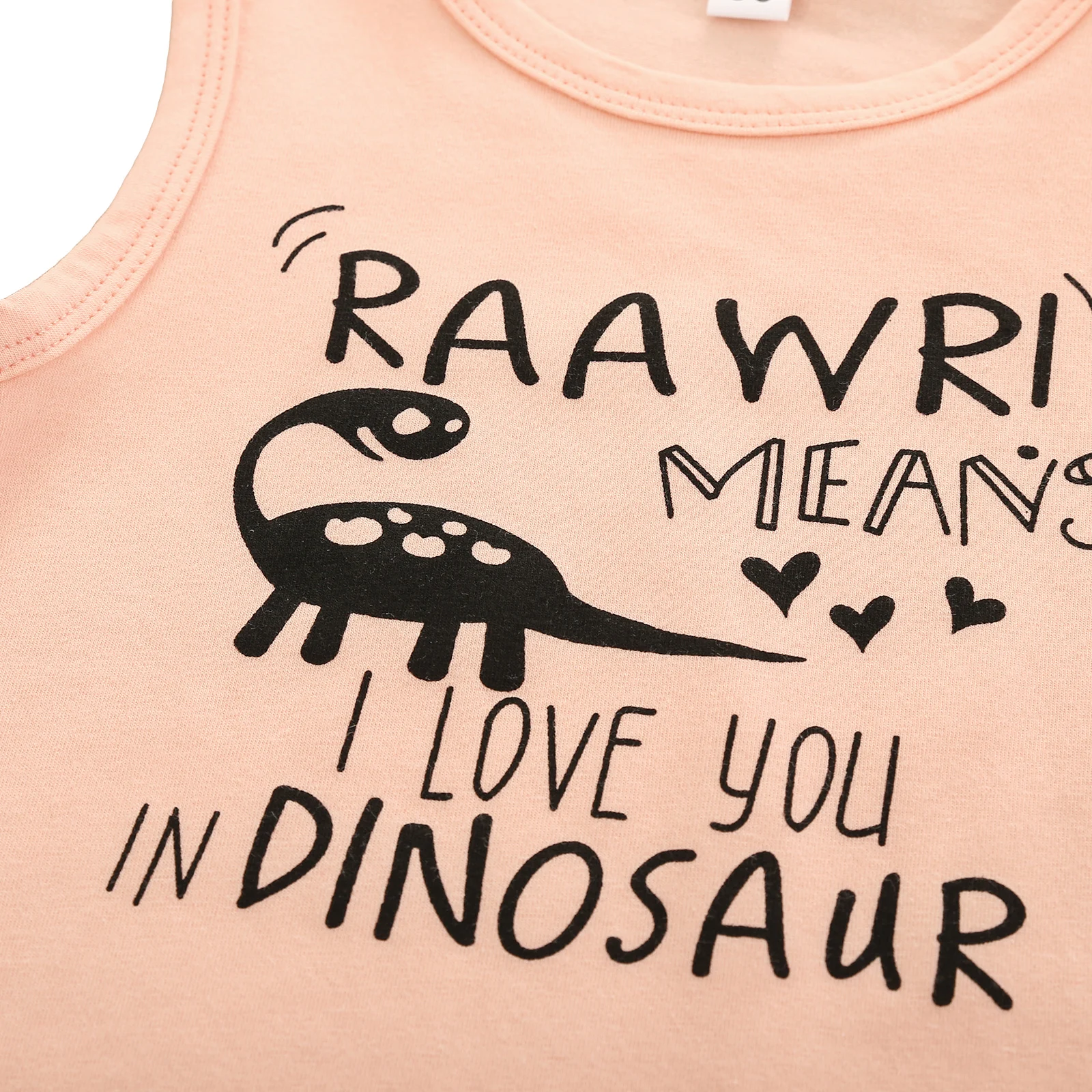

Little Girls Vest and Shorts Suit Cartoon Letter Sleeveless Tops and Dinosaur Plant Short Pants