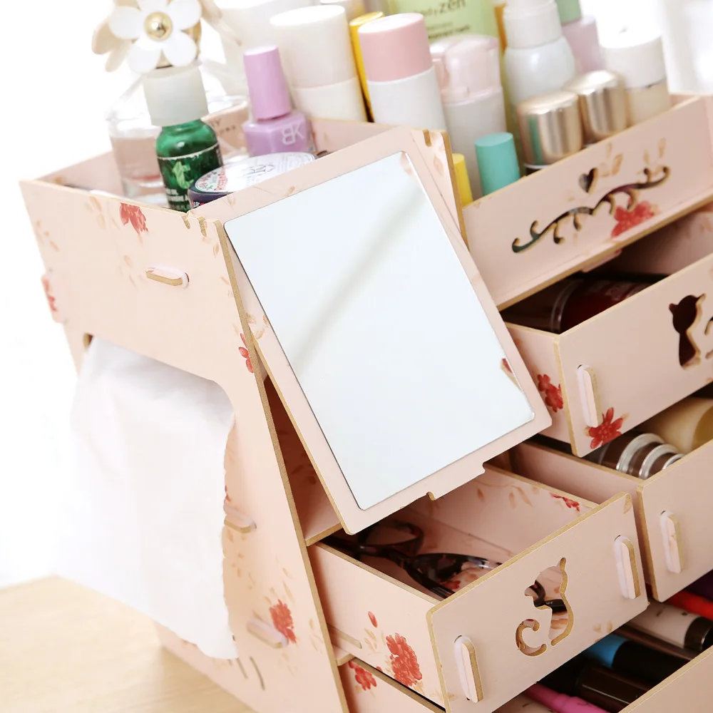 DIY деревянная многофункциональная настольная коробка для хранения контейнер