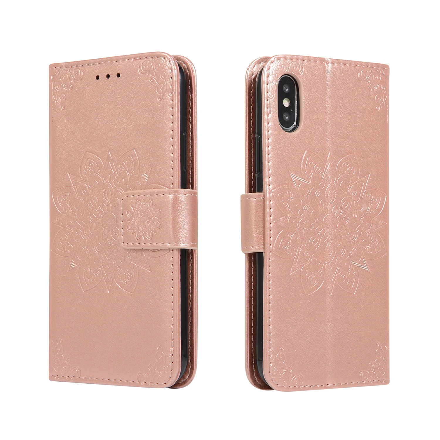 Rose Gold Цветной кожаный чехол-футляр в виде книжки чехол для телефона для samsung Galaxy M10 M20 M30 A10 A20 A30 A40 A50 A60 A70 A80 A90 A30S A40S A50S крышка - Цвет: Rose Gold