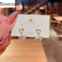 qeenkiss eg7328 fine jewelry wholesale trendy woman birthday wedding gift heart zircon 925 sterling silver needle stud earrings
