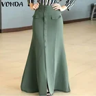 Юбка-макси VONDA женская с завышенной талией, Однотонная юбка на пуговицах, с завышенной талией, уличная одежда