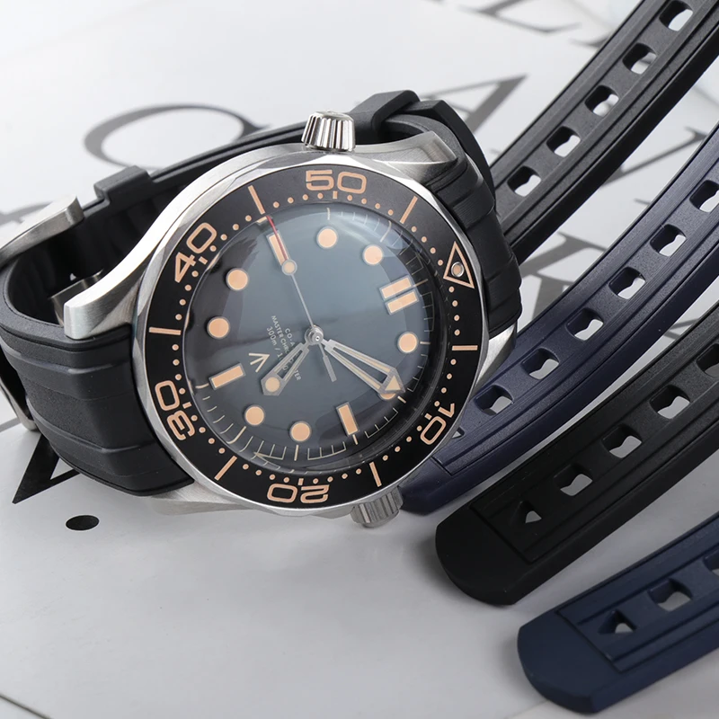 Ремешок силиконовый для наручных часов из натурального фторо-каучука с пряжкой