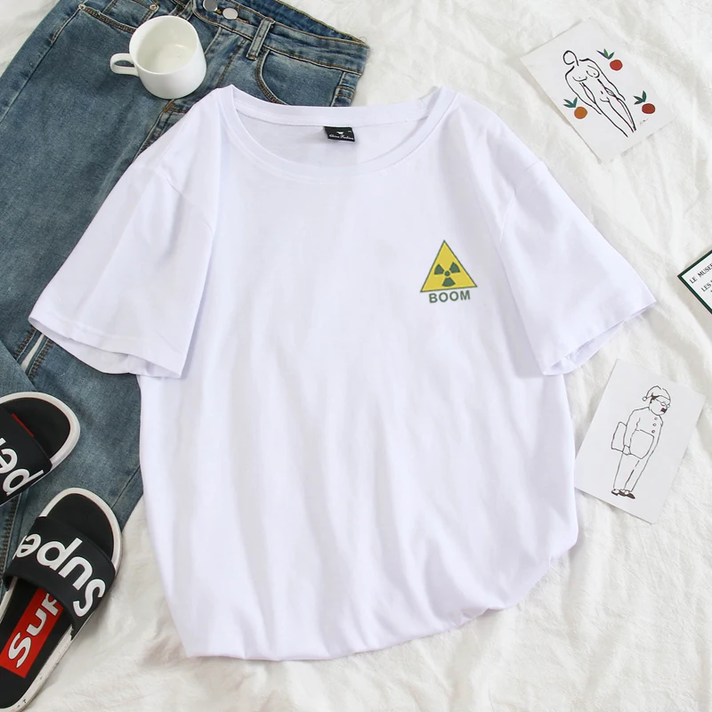 В Корейском стиле Повседневная футболка для мальчиков с надписью BOOM: коротким