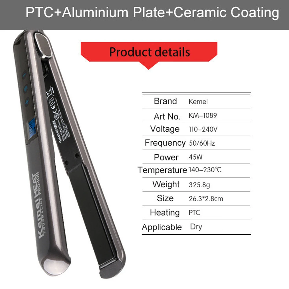 Плоский утюжок для выпрямления волос профессиональной турмалиновой