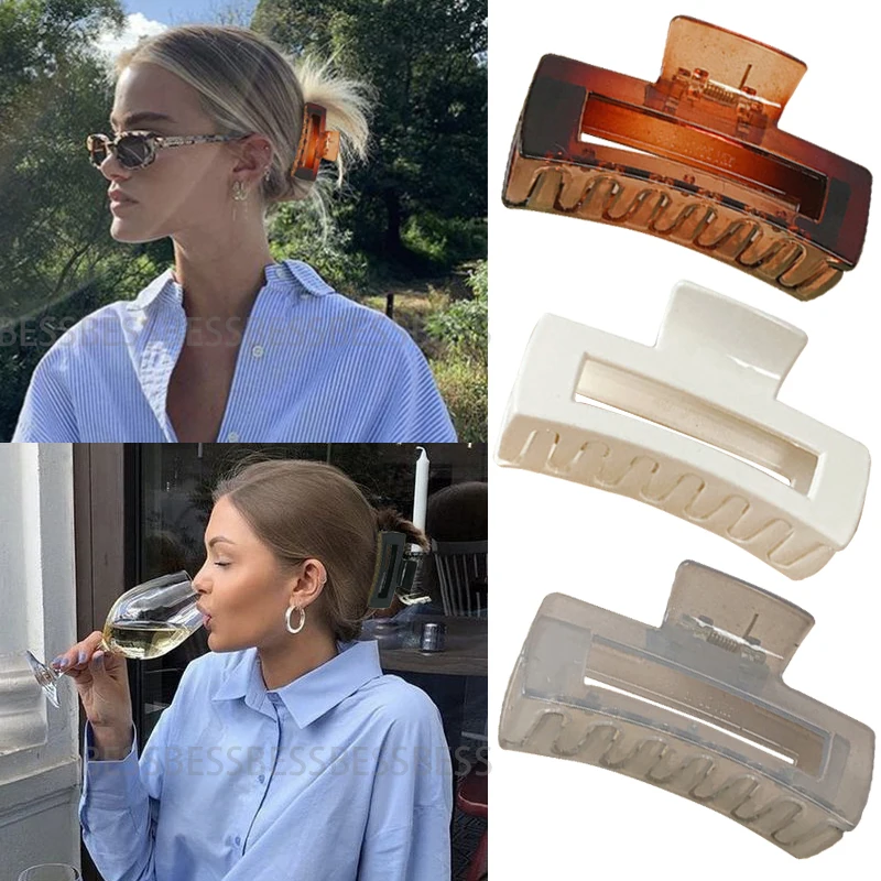 

1Pc Korean Solid Hair Claws Elegant Clear Acrylic Hair Clips Hairpins Barrette Headwear for Women Girls Hair Accessories Gifts