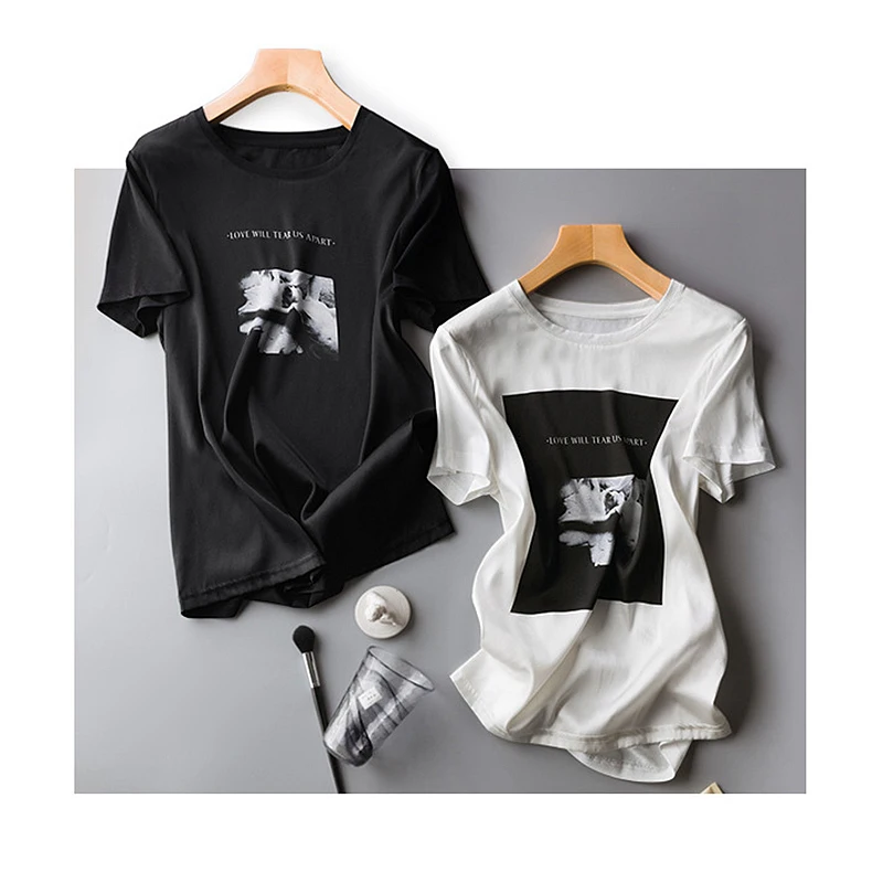 

T-shirt Women Casual Style Silk Patchwork O Neck Short Sleeve Solid 12 Colors Basic Top Clothing New Fashion