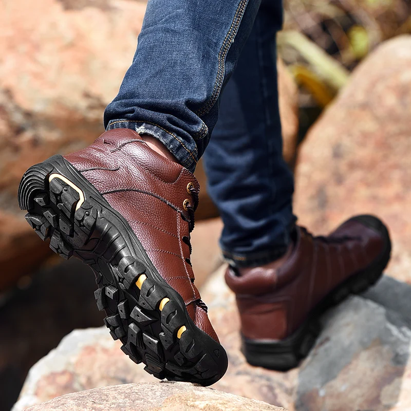 Ботинки мужские из натуральной кожи Боевая Уличная обувь для работы по щиколотку