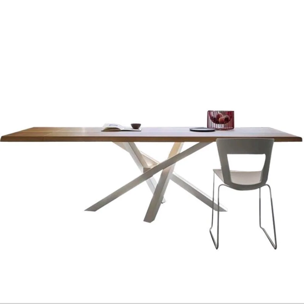 Nordic solid wood office conference table simple long work computer wrought iron skeleton can be customized |