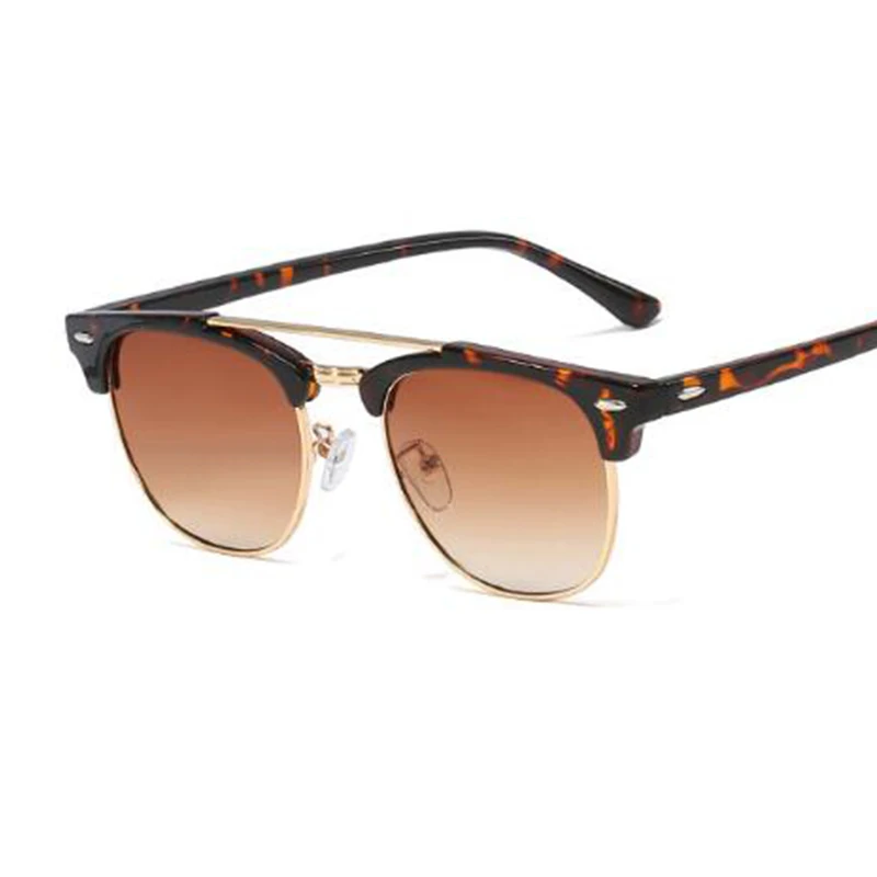 Женские солнцезащитные очки в полуоправе с заклепками брендовые дизайнерские