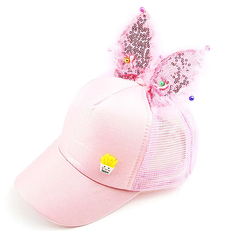 Бейсболка с длинными ушками для девочек Регулируемая Кепка от солнца и белого